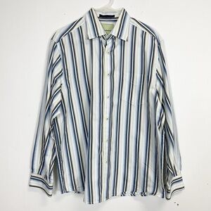 Tommy Bahama Button Up Shirt Mens Large Multicolor Stripe Long Sleeve Cotton
